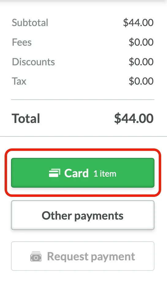 Card payment button