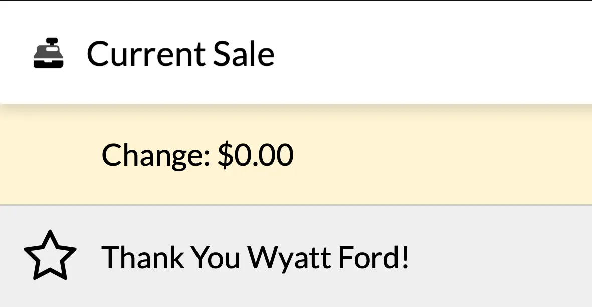 Change amount due to customer.