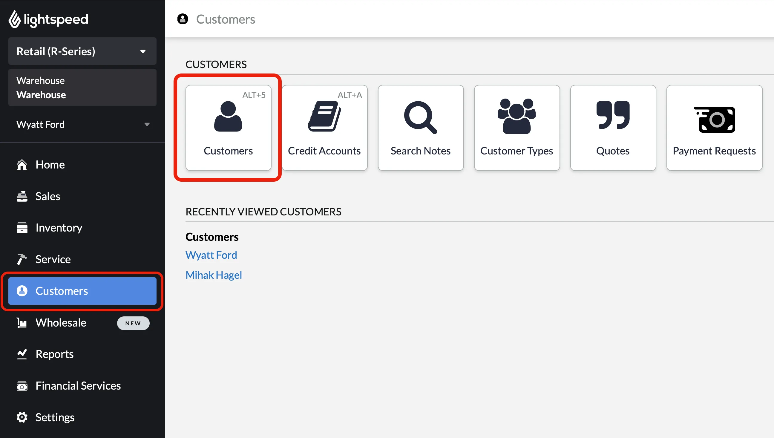 The customer tab button