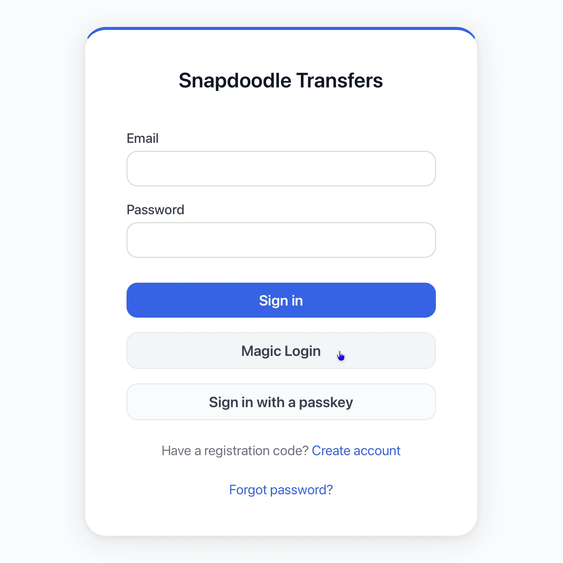 The Inventory Assistant login page with email and password fields and the Magic Login button