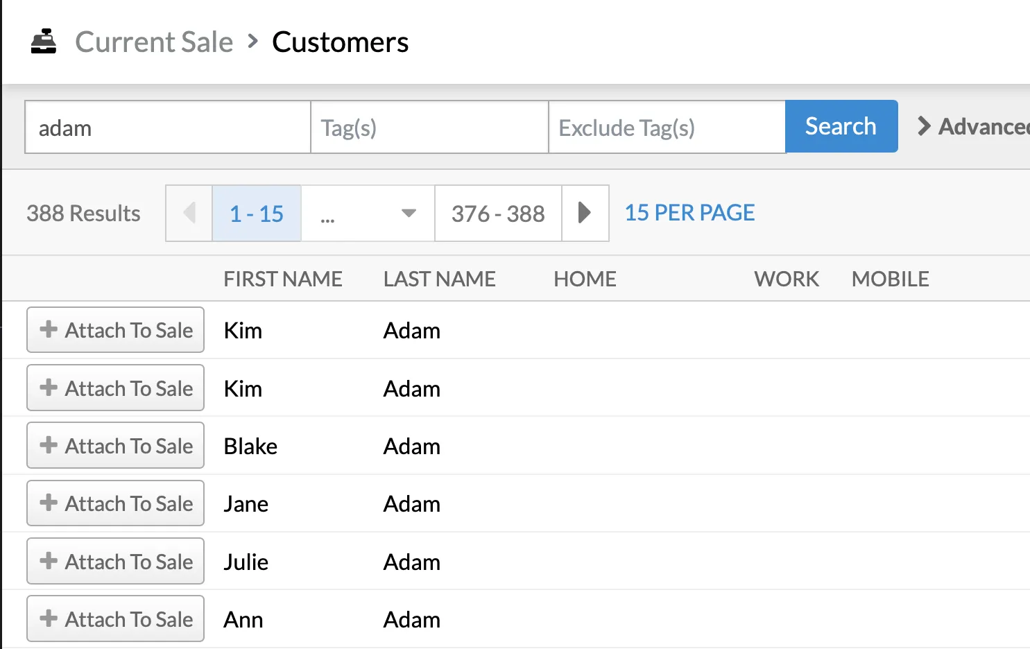Multiple customer accounts returned from a search