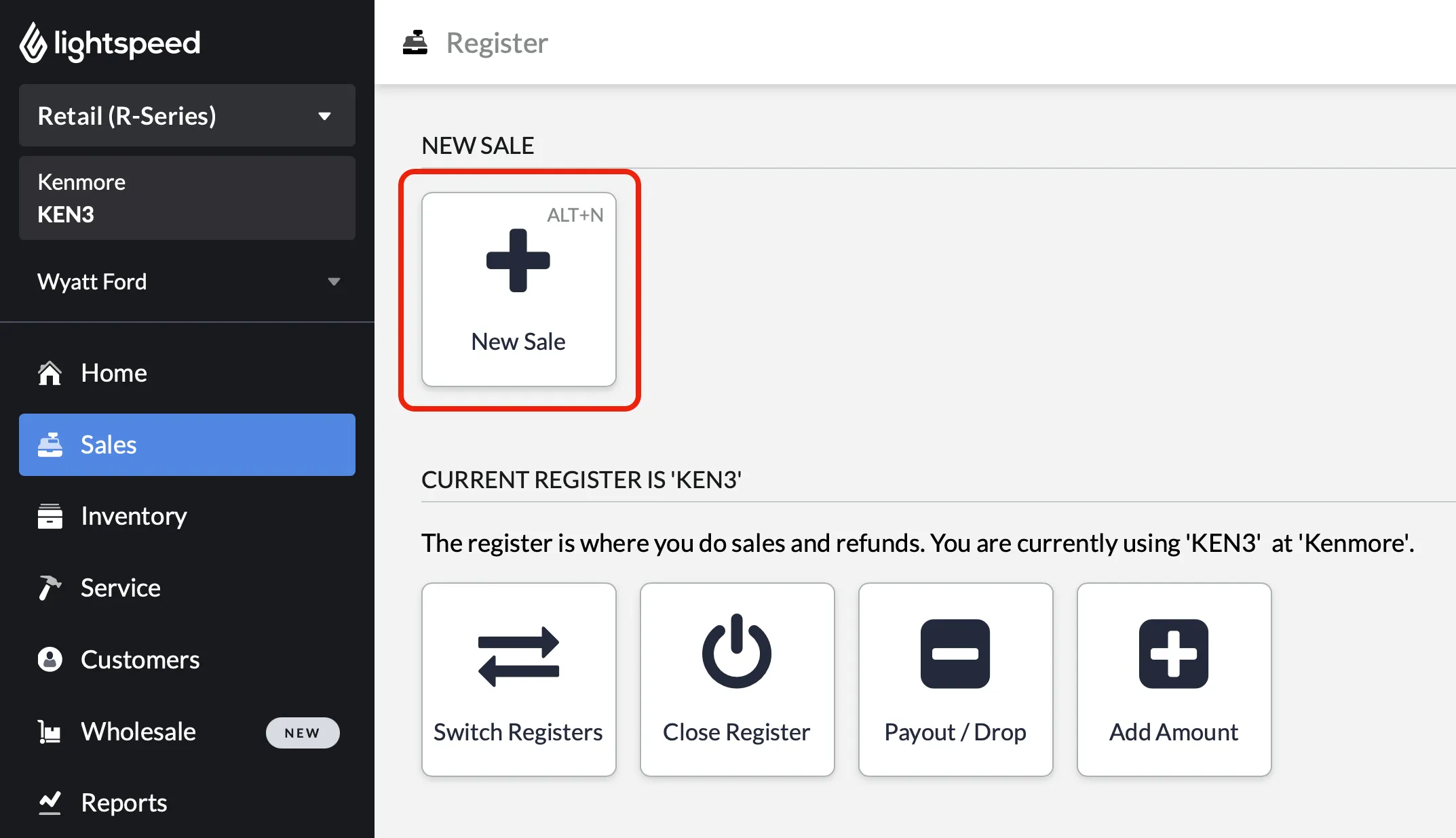 New Sale button
