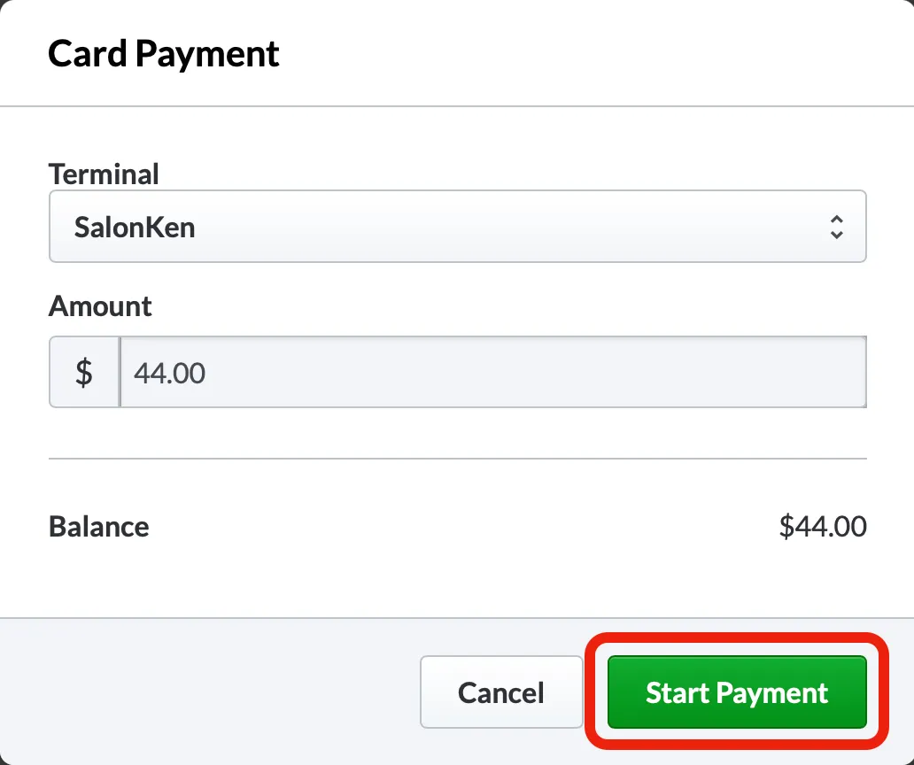 Start Payment button