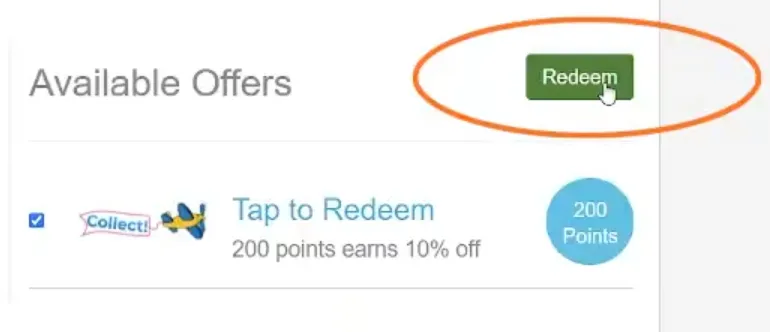 Pay with Points and checkmark options