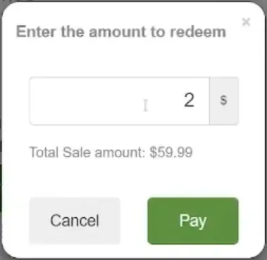 Redeem button